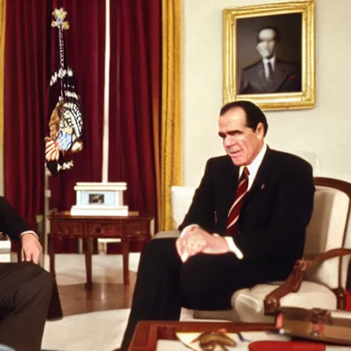 Image similar to President Richard Nixon speaks with Super Mario. White House Photo.