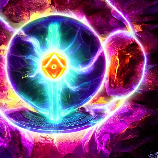 Image similar to purple magic mana symbol, powerful epic legends game icon stylized digital illustration radiating a glowing aura global illumination ray tracing hdr fanart arstation by ian pesty and katarzyna bek - chmiel