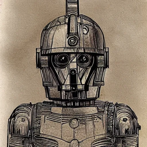 Image similar to sketch of c - 3 p 0 by leonardo da vinci