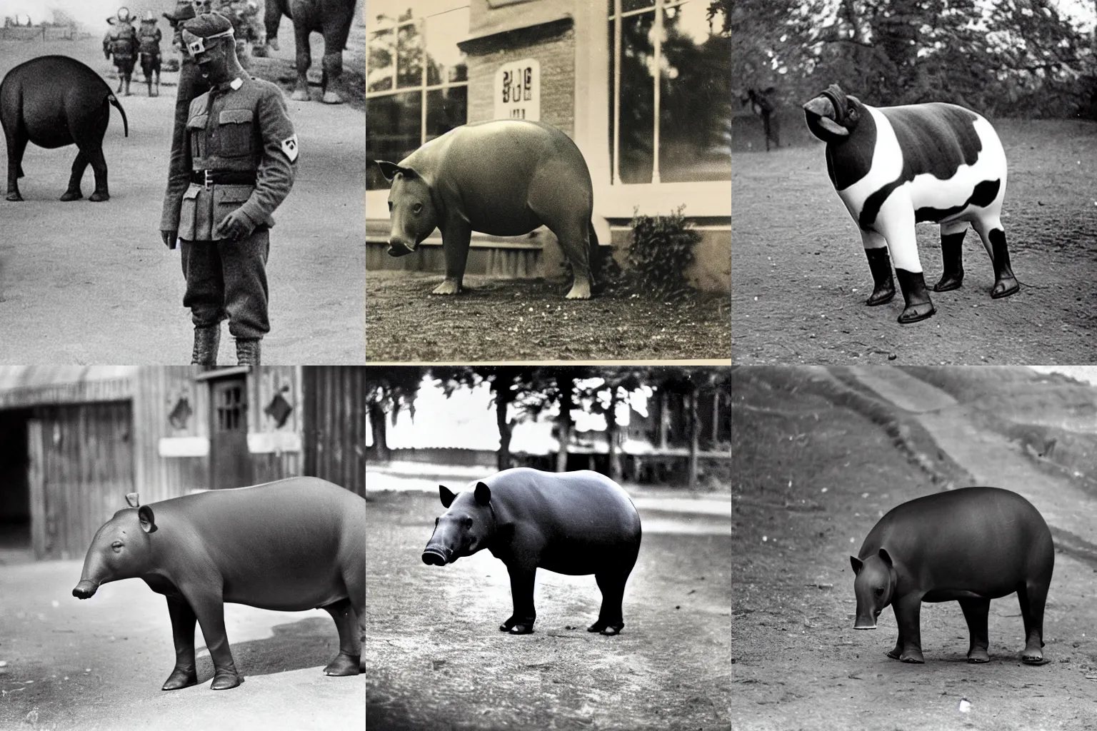 Prompt: tapir in SS uniform WWII