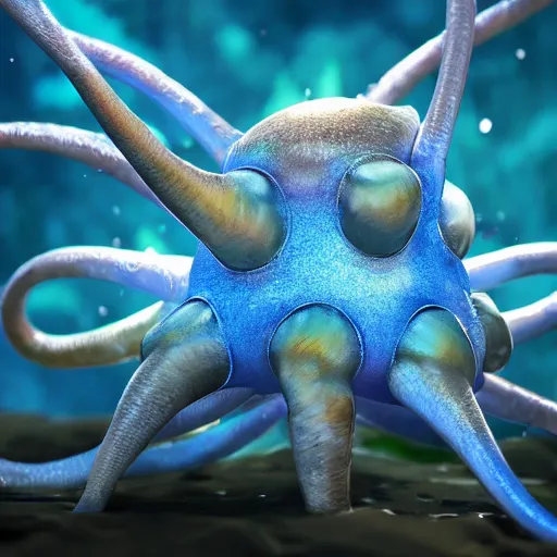 Image similar to photography of a realistic omastar animal, ultra detailed, 8 k, cinematic lighting, natural background, trending on artstation, pokemon