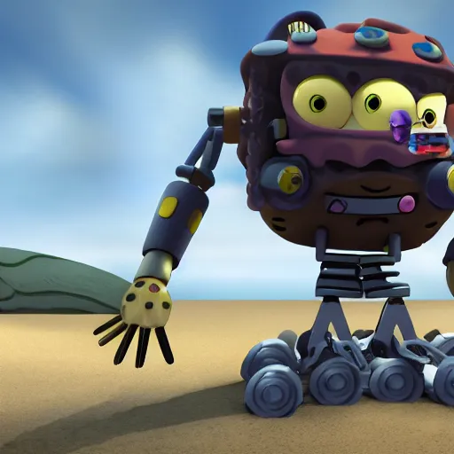 Image similar to mech inspired by spongebob, 4 k realistic photo