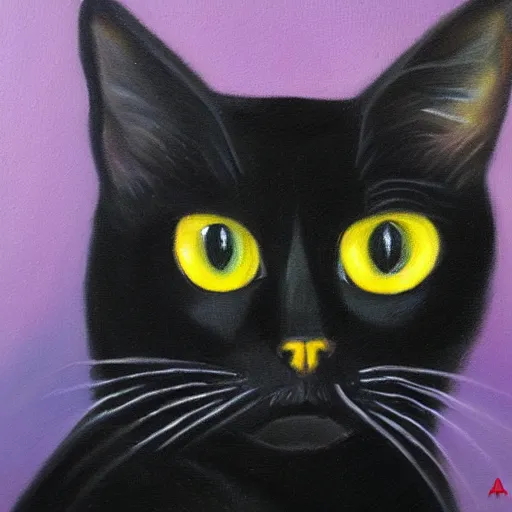 Prompt: a oil painting of a black cat by Adam Paquette