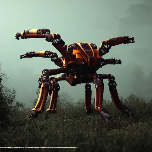 Image similar to hexapod beast, convex, kitbashing, robot, unreal engine, 4 k