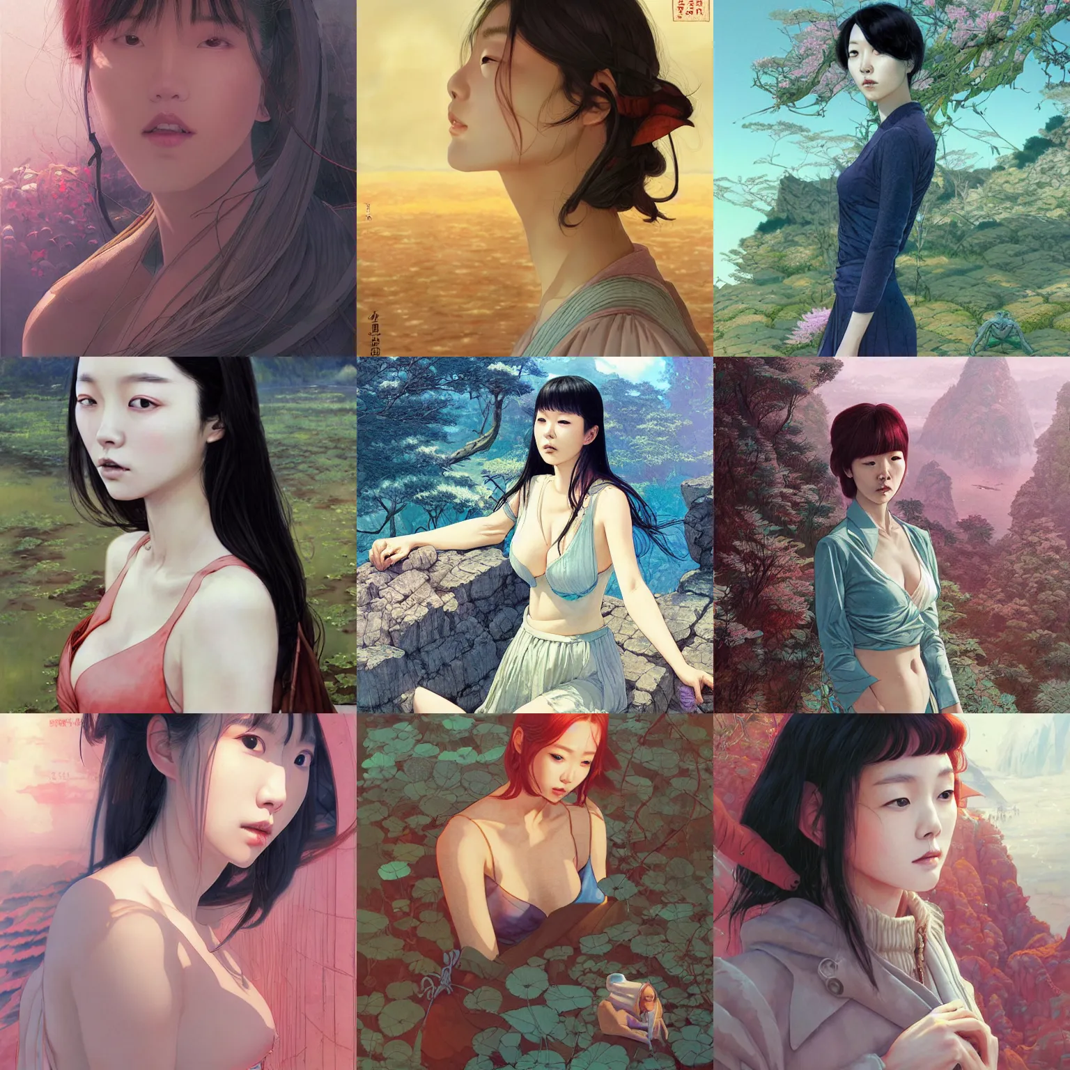 Prompt: portrait of lee jin - eun in a scenic environment by amano yoshitaka, marc simonetti, jean giraud, martine johanna, josan gonzalez, seductive look, beautiful