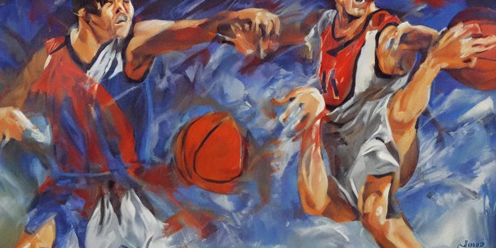 Prompt: portrait of Davy Jones playing basketball, dynamic clean painting