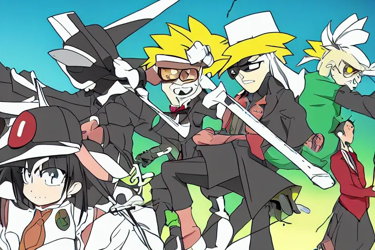 Prompt: Studio Trigger anime still of the Breaking Bad (2008) remake