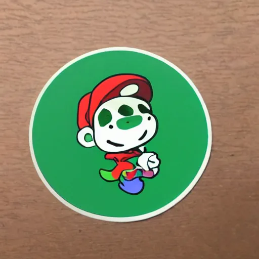 Image similar to symmetrical die cut sticker, yoshi from yoshi's island, splatter paint