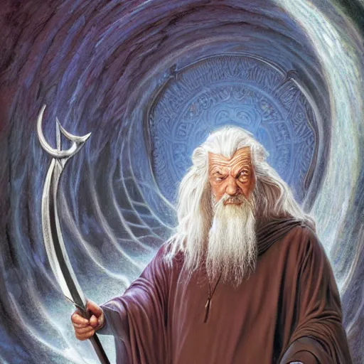 Prompt: Gandalf the Grey, by Mark Brooks, Donato Giancola, Victor Nizovtsev, Scarlett Hooft Graafland, Chris Moore