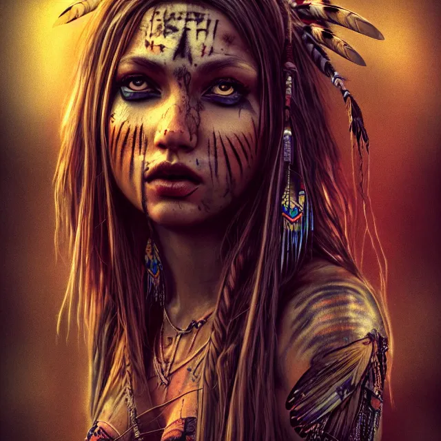 Image similar to full body pose, beautiful adult native american fairy, dirty, grungy, grunge, highly detailed, 4 k, hdr, smooth, sharp focus, high resolution, award - winning photo, artgerm, photorealistic