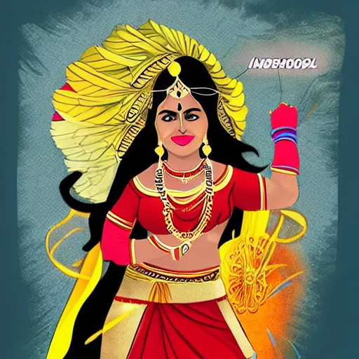 Image similar to indian goddess as a superhero