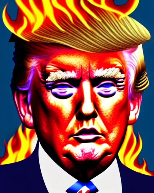 Image similar to portrait of donald trump with eyebrows on fire, by alan bean, ultra detailed, character design, concept art, trending on artstation,