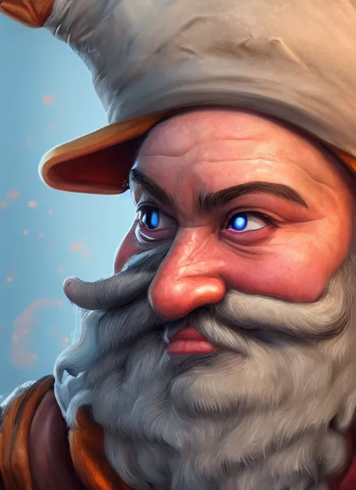 Image similar to a highly detailed and hyperrealistic airbrush painting of a gnome mage, trending on artstation, unreal 5, daz, hyperrealistic, world of warcraft, pathfinder, rpg, roleplay