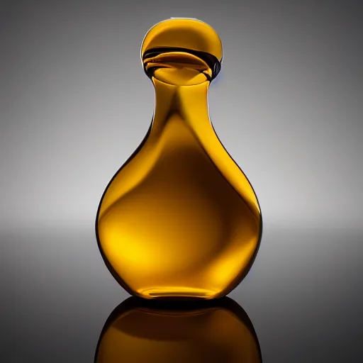 Prompt: klein bottle filled with honey surrounded by dark water with floating flower petals, octane render, trending on artstation, product photography