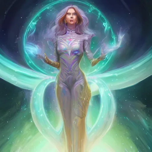 Image similar to cosmic tailor, ethereal, full-body portrait, astral background, science fantasy, portrait, highly detailed, digital painting, artstation, concept art, sharp focus, illustration, art by terese nielsen and livia prima and magali villeneuve