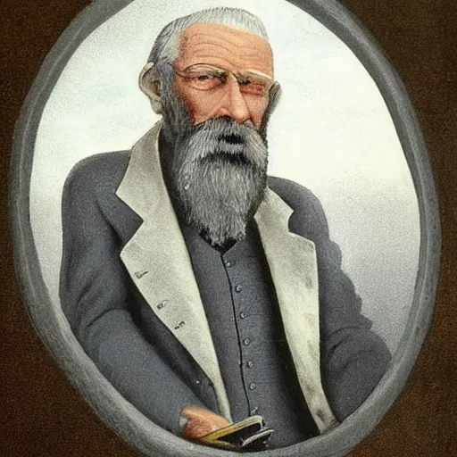 Image similar to a old man in a cream suit with smart grey hair and a beard, silver monocle, art by richard doyle