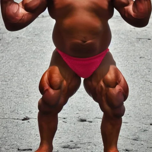 Image similar to huge muscles bodybuilder toddler, angry, ready to fight, red face, 2 years old, barrel chested, rippling muscles, huge veins, bulging muscles, ripped, award winning photography, high detail
