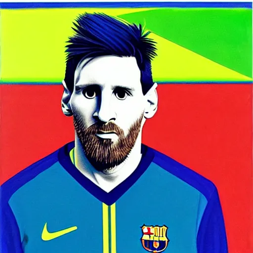 Image similar to a portrait of lionel messi in a scenic environment by tomma abts