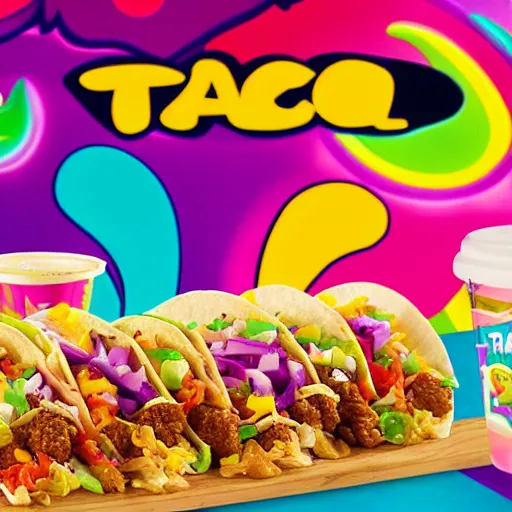 Prompt: taco bell made by lisa frank