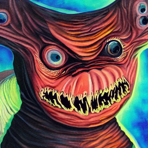 Prompt: a painting of the most terrifying creature the universe has ever known