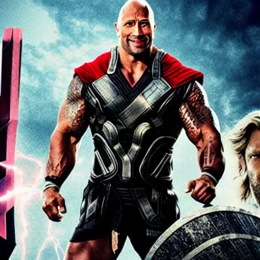 Prompt: Dwayne Johnson as Thor