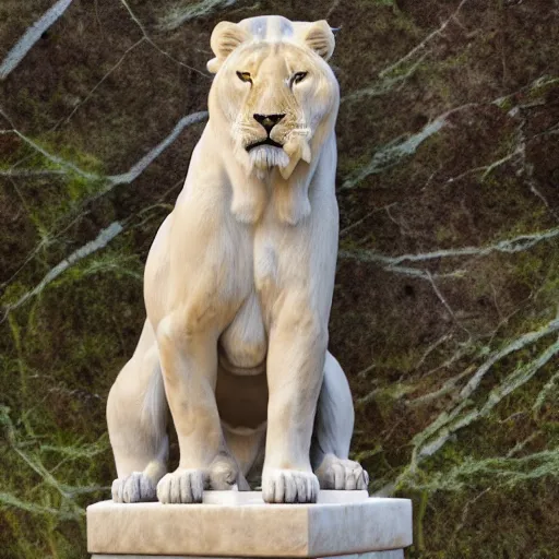 Prompt: a marble statue of a magnificent lioness, high detalle, 4k