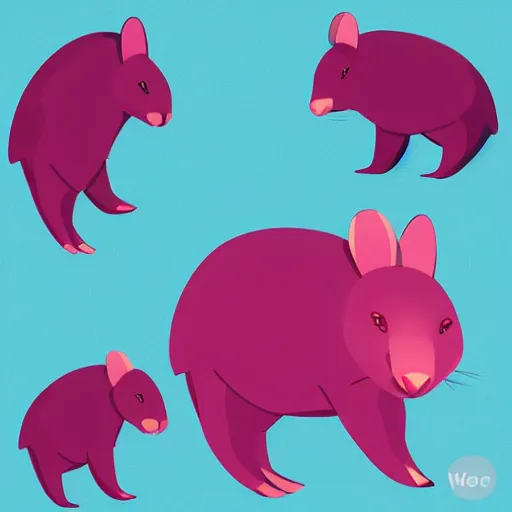 Prompt: wombat as hello emoji, telegram sticker design, flat design, glossy design, white outline