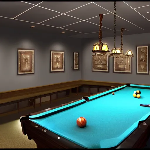 Prompt: backrooms pool rooms, cg art, good lighting, super detailed