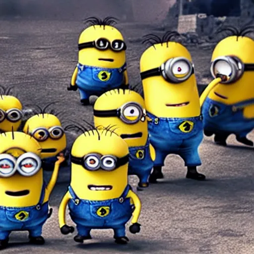 Image similar to Minions fighting in the Vietnam war