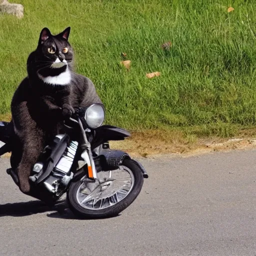 Image similar to A cat riding a motorcycle