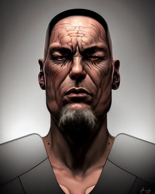 Prompt: front mugshot!!! of a cyberpunk criminal mastermind character, intricate, elegant, highly detailed, centered, (((artstation, concept art, smooth, sharp focus, artgerm, Tomasz Alen Kopera, Peter Mohrbacher, donato giancola, Joseph Christian Leyendecker, WLOP, Boris Vallejo))), mugshot!!!!!, ugly!!!!!!, octane render, nvidia raytracing demo, grainy, muted