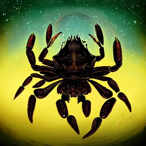Image similar to lovecraft, migo, fungoid crab, wings, glowing head, flying, night sky, eldritch, realistic