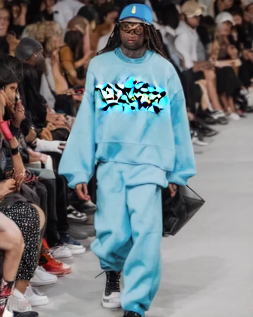 Prompt: hyperrealistic and heavy detailed 2321s POKEMON balenciaga runway show of lil wayne, Leica SL2 50mm, vivid color, high quality, high textured