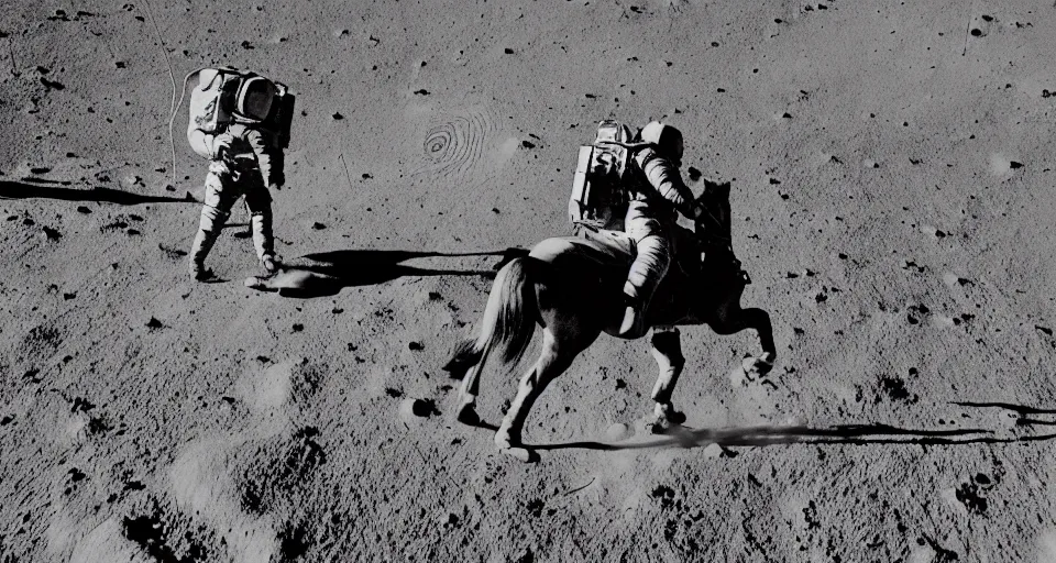 Prompt: An astronaught riding a horse on the moon