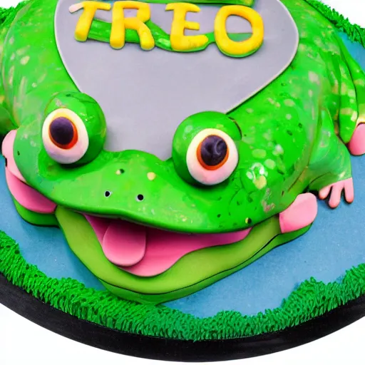 Prompt: frog cake smashed on a highway with cars driving by, long exposition, night