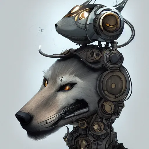 Image similar to a robotic fox by viktor antonov, mechanic, dishonored, concept art, intricate, detailed, backlit, artstation