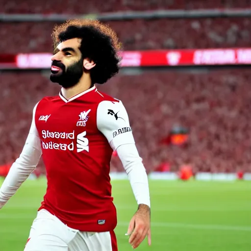 Image similar to mo salah wearing an arsenal football top