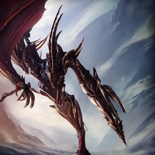 Image similar to high quality bug pov of a beautiful and stunning giant valkyr female warframe, as an anthropomorphic dragon, doing an elegant pose high above you, a giant warframe dragon foot looms over you, about to step on you, unaware of your existence, slick elegant design, sharp claws, detailed shot legs-up, highly detailed art, epic cinematic shot, realistic, professional digital art, high end digital art, furry art, DeviantArt, artstation, Furaffinity, 8k HD render, epic lighting, depth of field