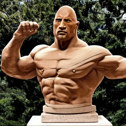 Prompt: stone sculpture of dwayne johnson