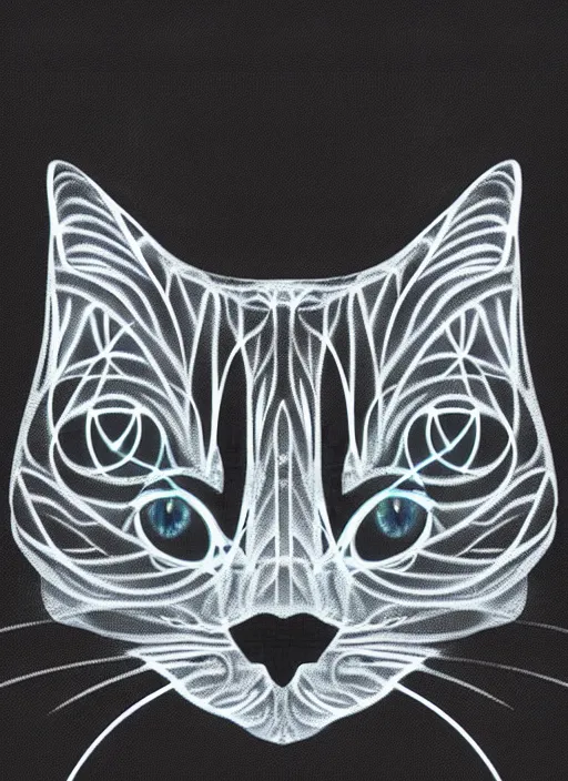 Image similar to a silver fractal cat