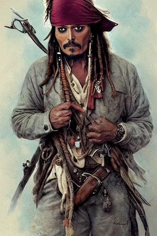 Image similar to ( ( ( ( ( 1 9 5 0 s chili jack sparrow. muted colors. ) ) ) ) ) by jean - baptiste monge!!!!!!!!!!!!!!!!!!!!!!!!!!!