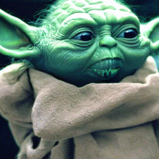 Prompt: yoda looking disgusted