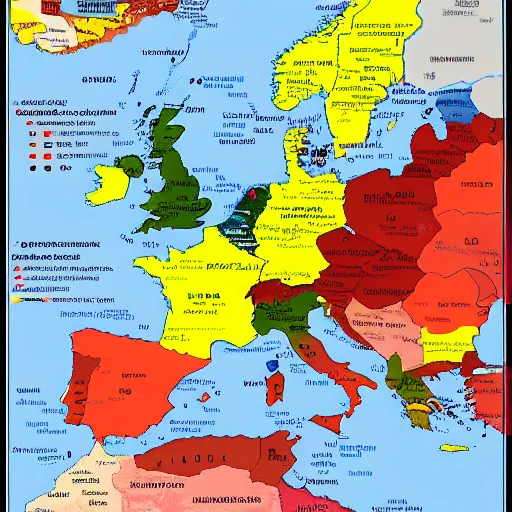 Image similar to A very detailed geopolitical map of Europe in 2060.