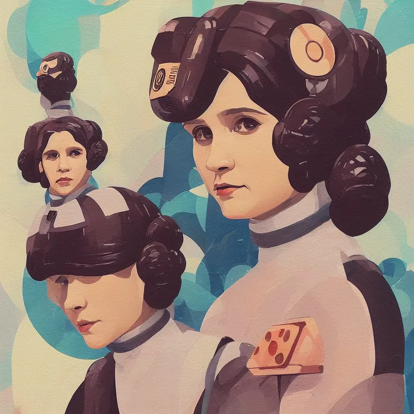 Prompt: princess leia profile picture by Sachin Teng , asymmetrical, positive vibes, Organic Painting , digital art, trending on artstation, Matte Painting, geometric shapes, hard edges, realism, graffiti, street art:2 by Sachin Teng:4