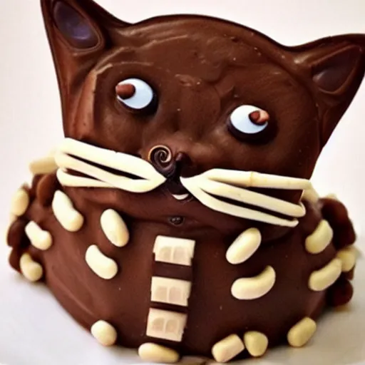 Image similar to a cat made out of nutella chocolate