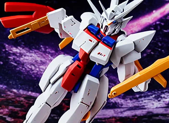 Image similar to cat bites arm of gundam model kit, photograph, realistic, wide shot, 1 0 0 mm,