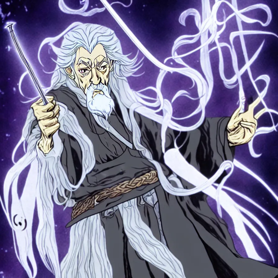 Prompt: gandalf in jojos bizzare adventures