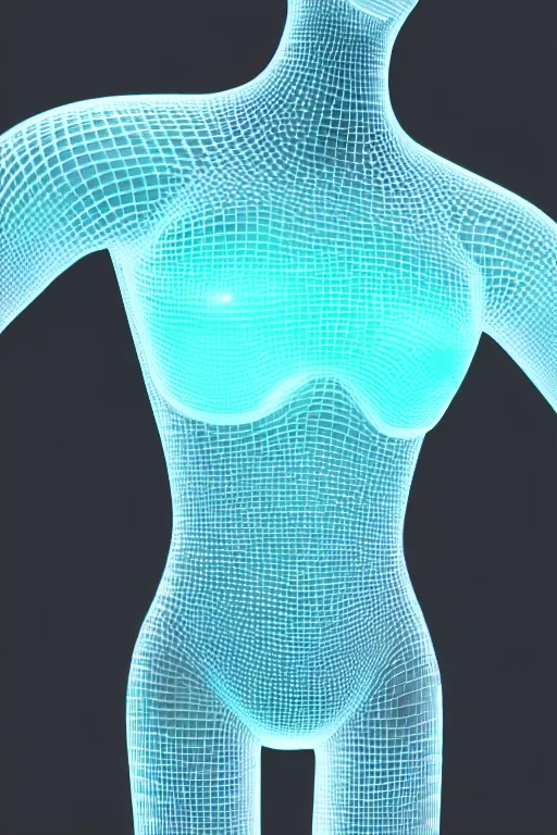 Prompt: futuristic translucent aquamarine cyber body armour, intricate, glowing, eyecandy, colorful, 3 d, octane render, photorealistic, modern, warp,