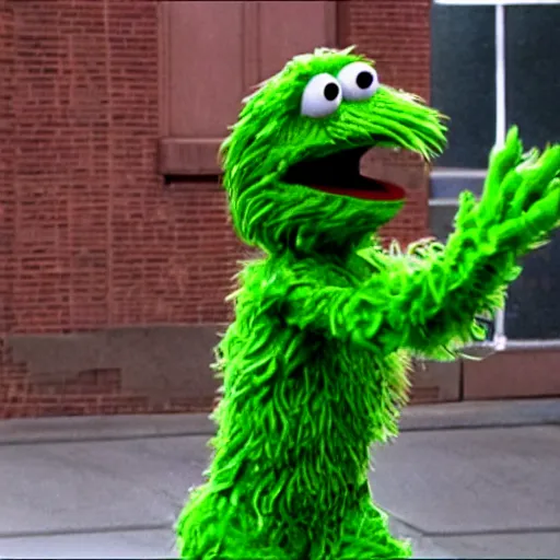 Image similar to oscar the grouch ascends to heaven, photo from sesame street