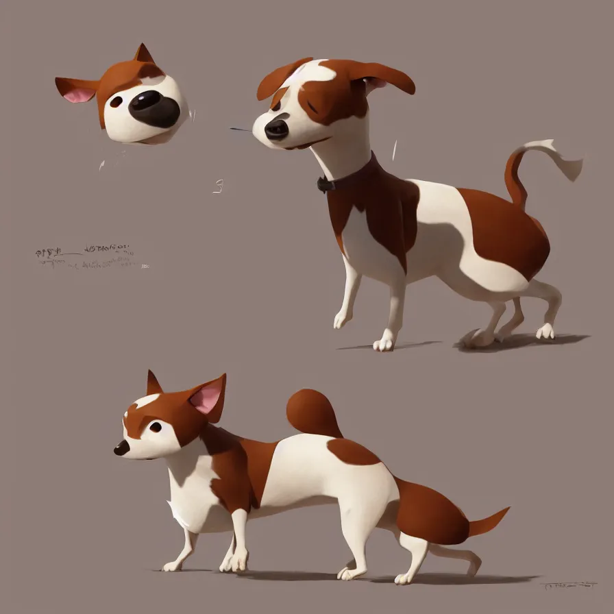 Prompt: Goro Fujita illustrating an extremely realistic photograph of a brown and white dog, with long ears, a small nose and wide eyes, by Goro Fujita, concept art, sharp focus, highly detailed, ArtStation